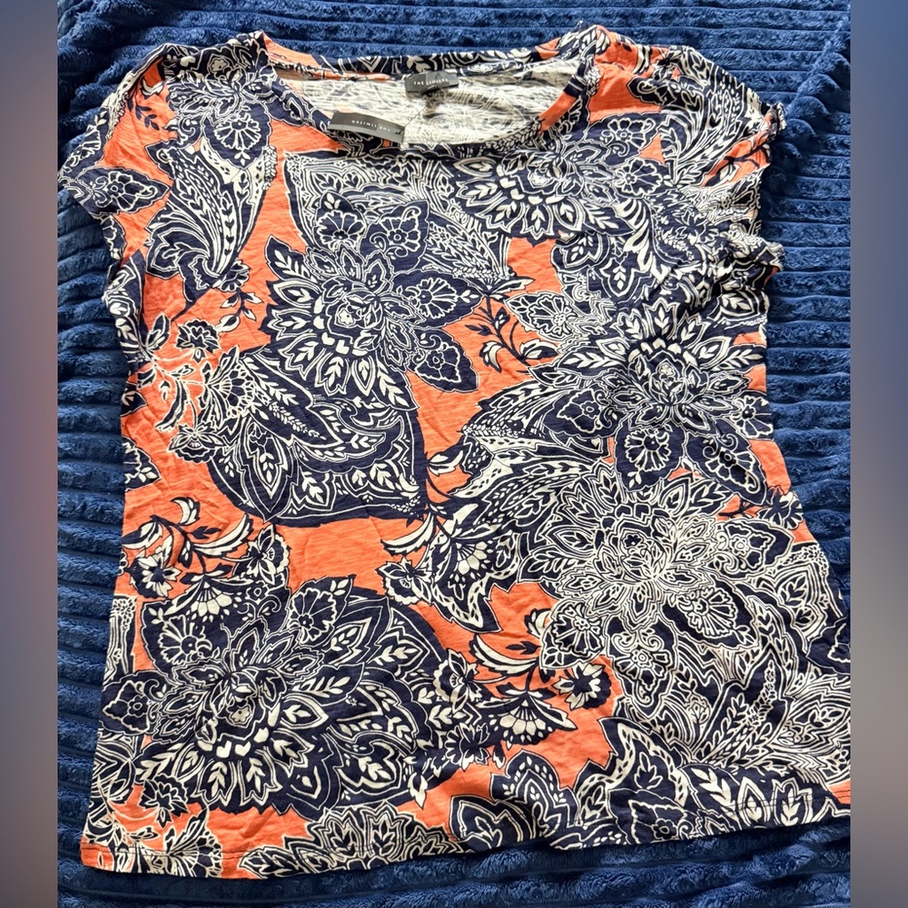 Floral Paisley Women's Top - Peach and Blue